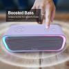 DOSS SoundBox Pro Bluetooth Speaker, 20W Stereo Sound, Active Extra Bass, 20H Playtime, Multi-Colors Lights, Wireless Stereo Pairing, IPX6 Waterproof for Garden, Hiking, Camping, Beach, Party-Purple view 3