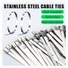 20/40Pcs Stainless Steel Cable Ties Reusable Metal Hardware Cable Organizer Self-Sealing Fastening (Color : Silver, Size : 20Pcs 4.6X300MM) view 3