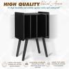 2BHOME Wooden LP Record Player Stand with 4 Cabinets, Holds up to 100 Vinyls, Metal Record Storage Holder and Organizer Table, Classical Design for Files/Book (Mid-Century Modern) view 2