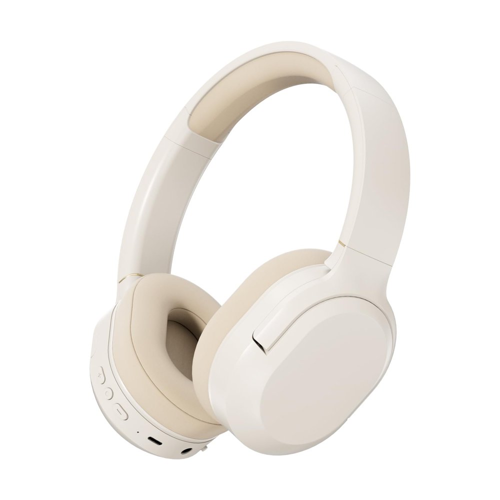 LFGKeng Wireless Active Noise Cancelling Headphones, Comfortable Protein Ear Pads, Built-in Mic, 30H Playtime, Deep Bass, Bluetooth 5.3, Over Ear Lightweight Headset for Travel, Home, Office (White)