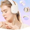 LFGKeng Wireless Active Noise Cancelling Headphones, Comfortable Protein Ear Pads, Built-in Mic, 30H Playtime, Deep Bass, Bluetooth 5.3, Over Ear Lightweight Headset for Travel, Home, Office (White) view 3