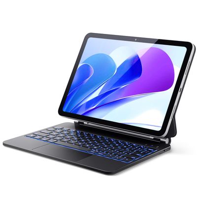 GreenLaw for iPad 11th(A16,2025)/10th(2022) Generation Case with Keyboard, Magic-Style Keyboard Stand, 7 Color Backlit, Stain-Resistant Surface, Multi-Touch Trackpad,Obsidian Black