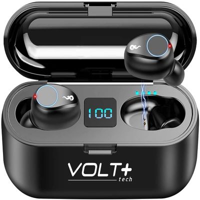 VOLT PLUS TECH Wireless V5.3 Bluetooth Earbuds Compatible with Amazon Fire Stick and 2,000Mah PowerBank LED Display, Mic 8D Bass IPX7 Waterproof/Sweatproof