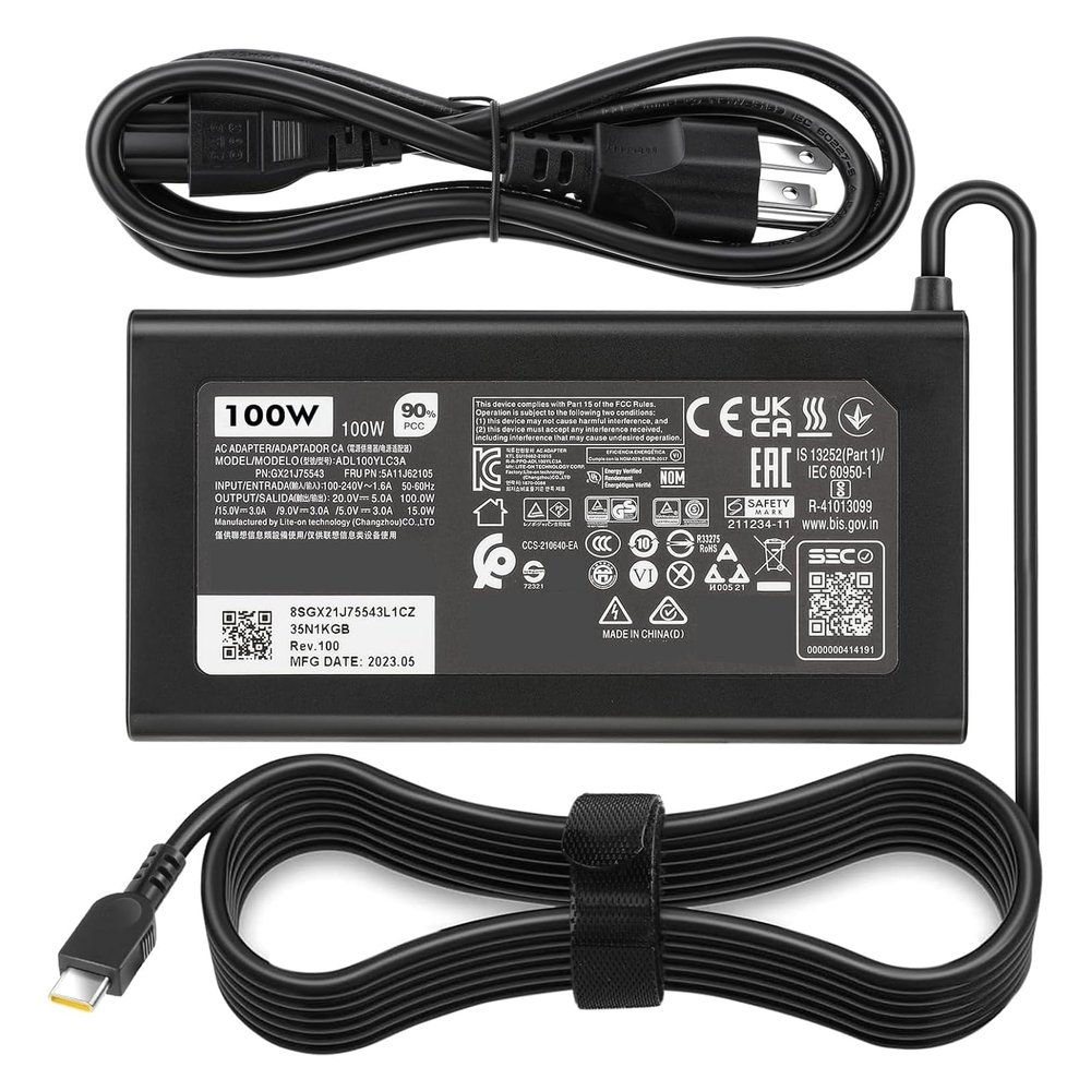 100W USB Type C Laptop Charger Fit for Lenovo ThinkBook Plus G3 13x 14G5 14G6 14s 14p 16G4+16p Lenovo ThinkPad neo 14 P14s L15 T16 Yoga 7 Pro7 9 9i Slim 6i 7i IdeaPad 5 Pro Slim 5-20V 5A AC Adapter