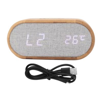 Xcello Wooden Alarm Clock with USB Wireless Charging, Wood LED Digital Display, Sound Control for Bedroom Multifunctional Gift