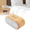 Xcello Wooden Alarm Clock with USB Wireless Charging, Wood LED Digital Display, Sound Control for Bedroom Multifunctional Gift view 3