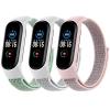 Amzpas Nylon Bands for Xiaomi Mi Band 5 / Mi Band 6, 3 Pack Soft Cloth Watch Straps Adjustable Breathable Replacement Wristbands for Women Men, Pink Sand/Mint Green/Seashell view 1