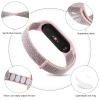 Amzpas Nylon Bands for Xiaomi Mi Band 5 / Mi Band 6, 3 Pack Soft Cloth Watch Straps Adjustable Breathable Replacement Wristbands for Women Men, Pink Sand/Mint Green/Seashell view 2