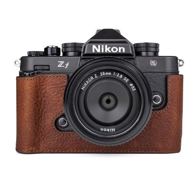 MUZIRI KINOKOO Z f Zf Case, Genuine Leather Protective Half Case Compatible for Z f/Zf Camera - with Opening Bottom and Hand Grip Design - Brown