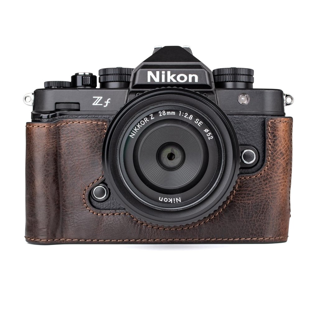 MUZIRI KINOKOO Z f Zf Case, Genuine Leather Protective Half Case Compatible for Z f/Zf Camera - with Opening Bottom and Hand Grip Design - Coffee