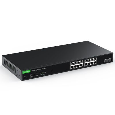 GoodTop 16 Port 2.5Gb Smart Managed Switch,16 x 2.5GbE Ports,2 x 10G SFP+,Easy Web Managed with Link Aggregation/VLAN/QOS/DHCP Client, Metal Fanless Home Lab Network Switch,1U Rack Mounted