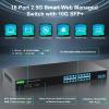 GoodTop 16 Port 2.5Gb Smart Managed Switch,16 x 2.5GbE Ports,2 x 10G SFP+,Easy Web Managed with Link Aggregation/VLAN/QOS/DHCP Client, Metal Fanless Home Lab Network Switch,1U Rack Mounted view 2