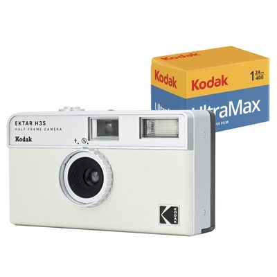 Kodak EKTAR H35 Half Frame 35mm Camera, Reusable, Focus-Free, Lightweight, Easy to Use (Film and AAA Battery Not Included) (White Pack with 24-Exposure Film)