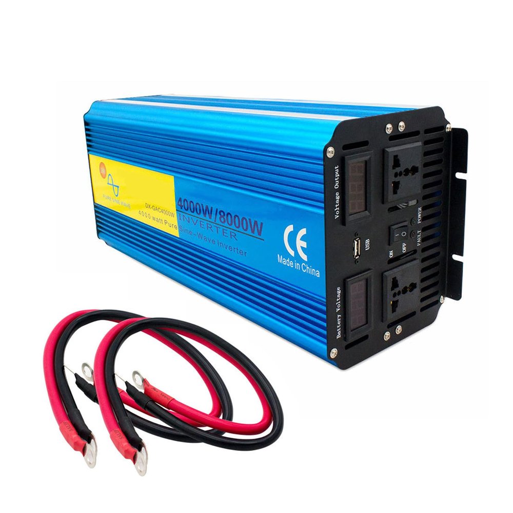 4000 Watt Pure Sine Wave Power Inverter Peak Power 8000W 12V 24V DC to 110V 220V 230V Converter for Family, RV, Off Grid Solar System, Car,12V to 110V