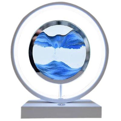 Fodalob Moving Sand Art Lamp, 3D Deep Sea Sandscape, Color Changing Touch Dimming Moving Sand Art Picture Sensory Relaxing Office Decorations for Work Creative Gift (Color : Blue)