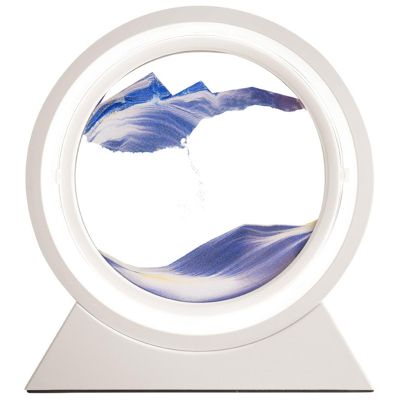Fodalob 10in/12in Moving Sand Art Picture, Charging Models 3D Round Sand Picture Lamp 3 Colors Art Light with Gift Box, Relaxing Desktop Home Decor and Office (Color : A, Size : 10in)