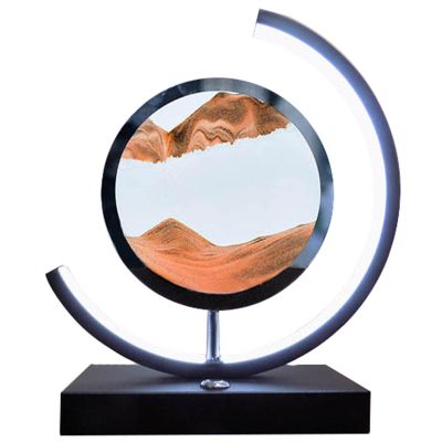 Fodalob Moving Sand Art LED Lamp Semicircle Design, Touch Dimming Moving Sand Art Picture Sensory Relaxing Office Decorations for Work, Desk Decor for Men (Color : Yellow)