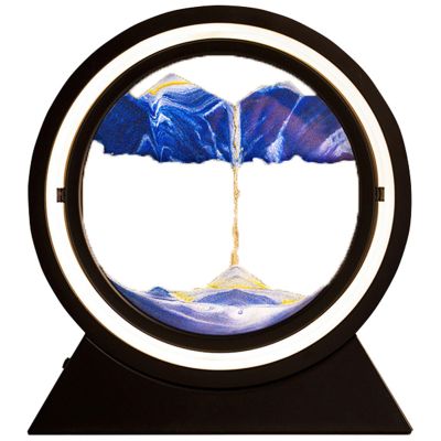 Fodalob 10in/12in Moving Sand Art Picture, Charging Models 3D Round Sand Picture Lamp 3 Colors Art Light with Gift Box, Relaxing Desktop Home Decor and Office (Color : B, Size : 12in)
