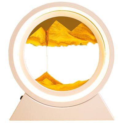 Fodalob 10in/12in Moving Sand Art Picture, Charging Models 3D Round Sand Picture Lamp 3 Colors Art Light with Gift Box, Relaxing Desktop Home Decor and Office (Color : C, Size : 12in)