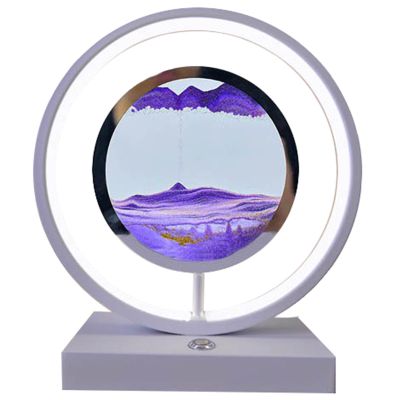 Moving Sand Art Lamp, 3D Deep Sea Sandscape, Color Changing Touch Dimming Moving Sand Art Picture Sensory Relaxing Office Decorations for Work Creative Gift (Color : Purple)