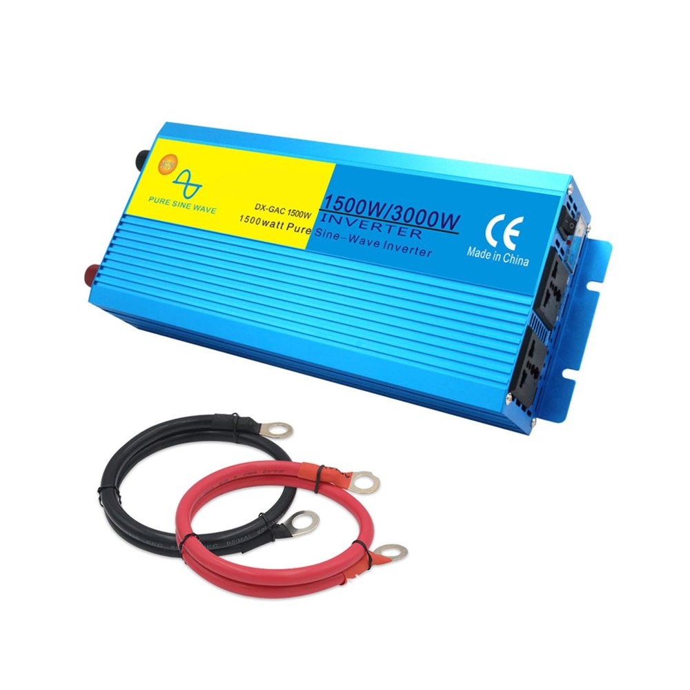 1500W Pure Sine Wave Power Inverter 12V 24V DC to 110V 220V 230V AC Converter for Car, Truck, Home, Vehicles,Boat, Car Charger Adapter,24v to 230v