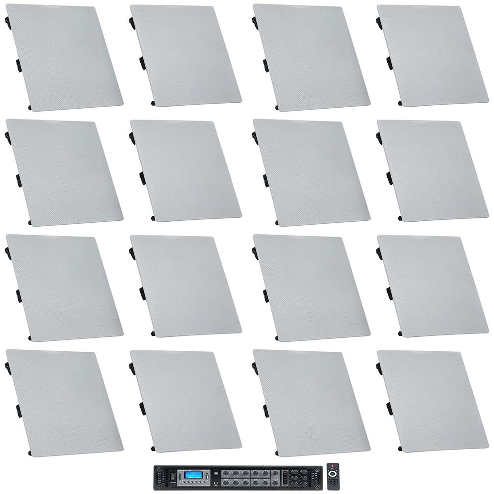 Rockville WA6570 Bundle: (16) 6.5 in 70V in-Wall Commercial Speakers 8 Ohm, 60Hz-20kHz, RCS650-6 650-Watt 6-Zone 70V Amplifier with Bluetooth, 17-Items