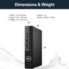 DELL OptiPlex 3000 Series 3080 Micro Form Factor Desktop, Intel Core i5-10500T, 16GB RAM, 256GB SSD + 1TB HDD, Wi-Fi 5, Bluetooth, Wired KB & Mouse, HDMI, DP, RJ45, Antenna, Windows 11 Pro, Black view 4