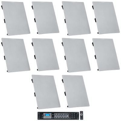 Rockville WA6570 Bundle: (5) Dual 6.5 in 70V Commercial in-Wall Speakers, RCS650-6 650-Watt 6 Zone Amplifier Receiver, Bluetooth, for Restaurant Bar, 6-Items