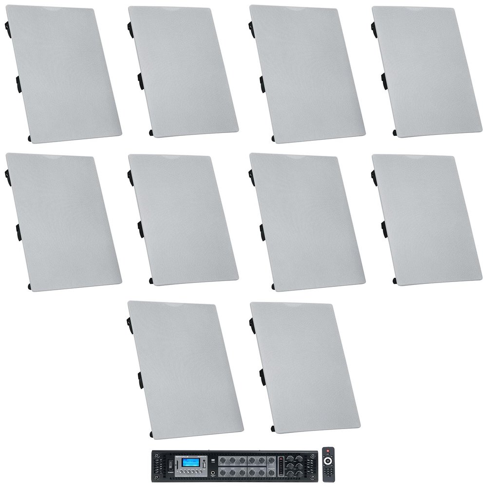 Rockville WA6570 Bundle: (5) Dual 6.5 in 70V Commercial in-Wall Speakers, RCS650-6 650-Watt 6 Zone Amplifier Receiver, Bluetooth, for Restaurant Bar, 6-Items