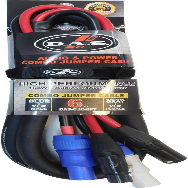 DAS Audio 16900099 Model DAS-CJC-6FT 6ft Combo Jumper Cable; 14 AWG Power Cable with PowerCon Connectors, and 16 AWG Audio Cable with XLR Connectors
