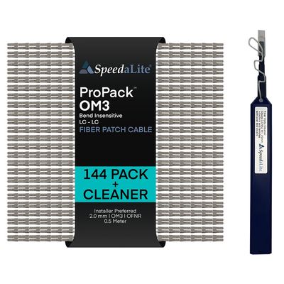 0.5 Meter - 144 Pack OM3 Multimode Duplex Fiber Patch Cable, LC-LC PROPACK Connector, 10Gig OFNR Rated, High Speed Corning Glass for Network, Data Center, LAN, FTTH, Telecom