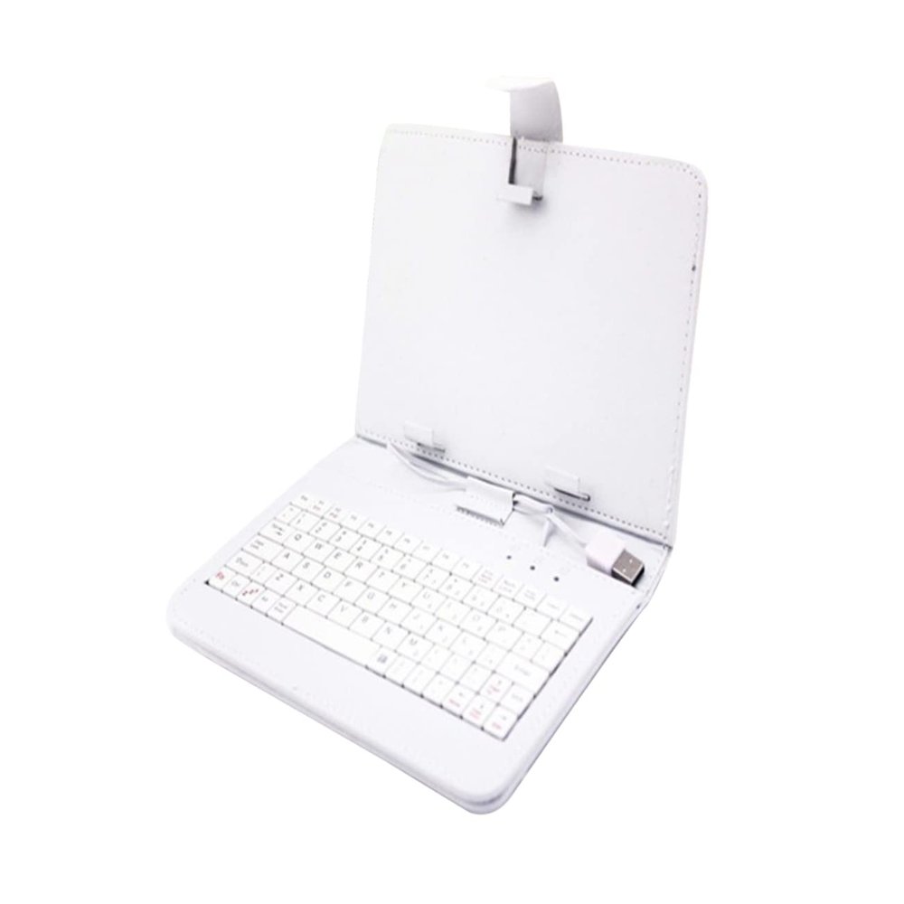 ARTIBETTER Tablet Pc Keyboard Cover with Leather Stand Durable Protective Case White for Enhanced Typing Experience and Scratch Resistance