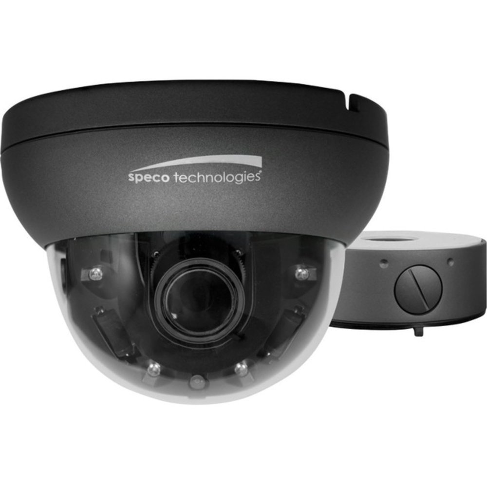 Speco H4FD1M Flexible Intensifier Technology 4MP Dome Camera with Junction Box, 2.7-12mm Motorized Focus Lens, Black