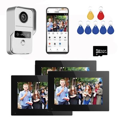 Wired Video Doorbell Apartment Intercom with 7 inch Touch Monitor System,1080P Doorphone Door Camera,TUYA WiFi Smart Home Video Intercom Door Phone Kits for Home Villa (1 doorbell+3 Monitor)