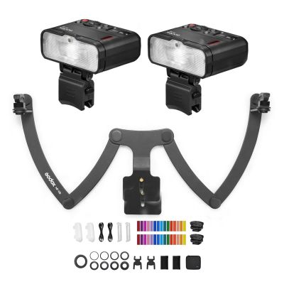 Godox MF12-K2 Macro Flash + MF-DB Flash Mount 2.4G Wireless TTL M Mode with Color Filter, Cold Shoe, Flash Stand for Portrait, Macro Photography, Dental Photography for Nikon/Sony/Canon Cameras