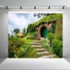 BELECO 15x10ft Fabric Hobbiton Cave Backdrop Rural House Living Cabin Green Garden Cave Background for Hobbit Party Decorations Birthday Photoshoot Studio Booth Photo Props view 3
