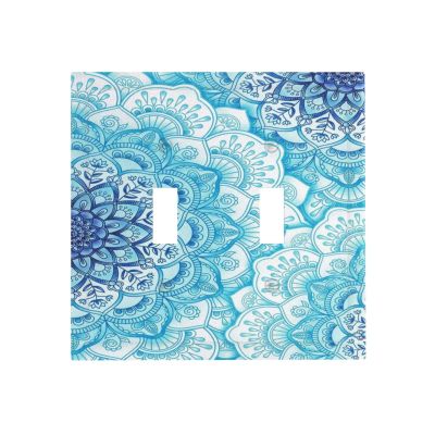 Tewujay Decorative Light Switch Covers Blue Vintage Retro Mandala 2 Toggle Double Toggle Wall Plate Dual Decorative Switchplate Electrical Faceplate for Farmhouse Home Decor