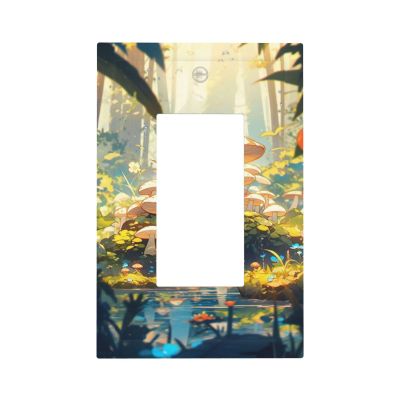 Tewujay Decorative Decora Outlet Wall Plate Cartoon Mushroom Fairy Forest 1 Gang Rocker Decorative Switchplate Faceplate Gfci Light Switch Covers