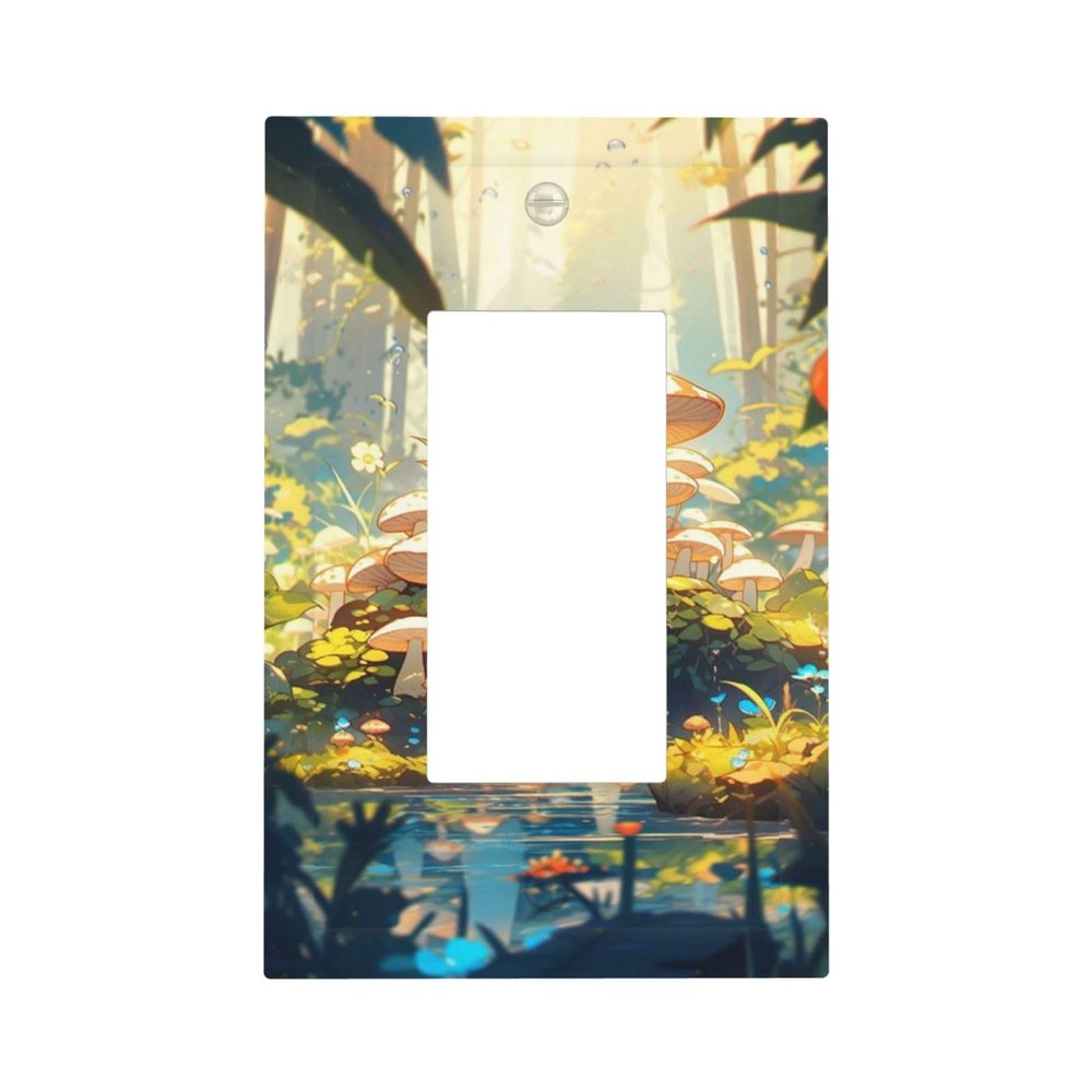 Tewujay Decorative Decora Outlet Wall Plate Cartoon Mushroom Fairy Forest 1 Gang Rocker Decorative Switchplate Faceplate Gfci Light Switch Covers