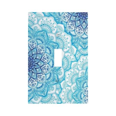 Tewujay Blue Vintage Retro Mandala Decorative Light Switch Covers 1 Toggle Single Toggle Wall Plate Decorative Switchcover Electrical Switchplate for Farmhouse Living Room Bedroom Decor