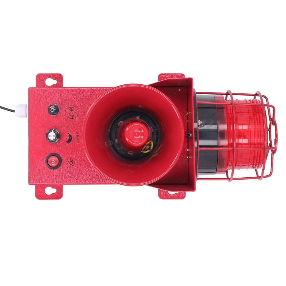 Industrial Siren, 130dB LED Strobe Horn Alarm, High Brightness, Long Distance 60W for Construction Site (DC24V)