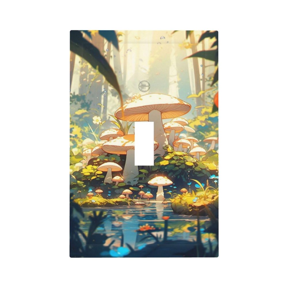 Tewujay Decorative Light Switch Covers 1 Toggle Cartoon Mushroom Fairy Forest Single Toggle Wall Plate Decorative Switchcover Electrical Switchplate