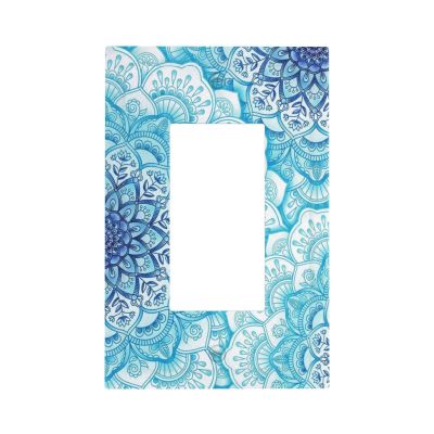 Tewujay Decorative Outlet Wall Plate Blue Vintage Retro Mandala 1 Gang Rocker Decorative Switchplate Faceplate Gfci Light Switch Covers for Farmhouse Home Decor