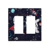 Tewujay Decorative Covers Wall Plate Cartoon Cute Astronauts Galaxy Planets 2 Gang Rocker Decora Switchplate Electrical Faceplate Gfci Light Switch Covers for Farmhouse Home Decor view 1