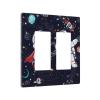 Tewujay Decorative Covers Wall Plate Cartoon Cute Astronauts Galaxy Planets 2 Gang Rocker Decora Switchplate Electrical Faceplate Gfci Light Switch Covers for Farmhouse Home Decor view 2