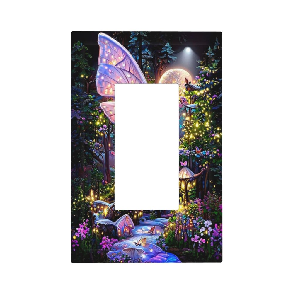 Tewujay Decorative Decora Outlet Wall Plate Butterfly Fairy Forest 1 Gang Rocker Decorative Switchplate Faceplate Gfci Light Switch Covers