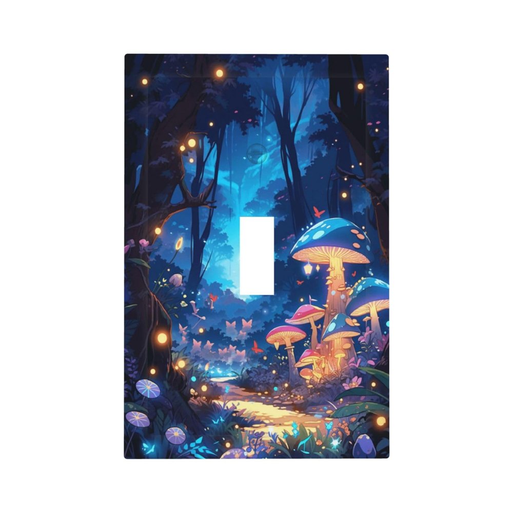Tewujay Decorative Light Switch Covers 1 Toggle Mushroom Fairy Butterfly Forest Single Toggle Wall Plate Decorative Switchcover Electrical Switchplate