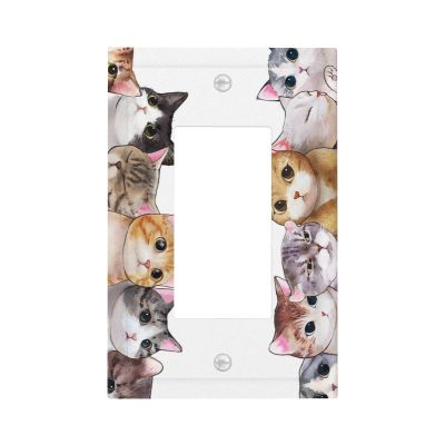 Tewujay Decorative Outlet Wall Plate Lovely Kitten Cats 1 Gang Rocker Decorative Switchplate Faceplate Gfci Light Switch Covers for Farmhouse Home Decor
