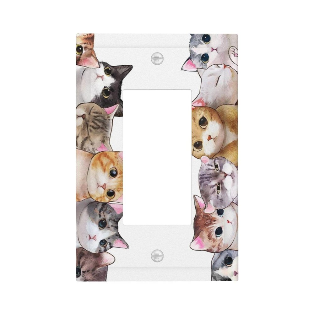 Tewujay Decorative Outlet Wall Plate Lovely Kitten Cats 1 Gang Rocker Decorative Switchplate Faceplate Gfci Light Switch Covers for Farmhouse Home Decor