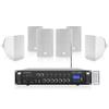 Sound Town Commercial Restaurant Bluetooth Amplifier + Surface-Mount Speaker Set, with One 6-Zone 70V/100V Amplifier with Bluetooth, 6 x 6.5-Inch Surface-Mount Speakers, White (PAC180X6TV6W) view 1